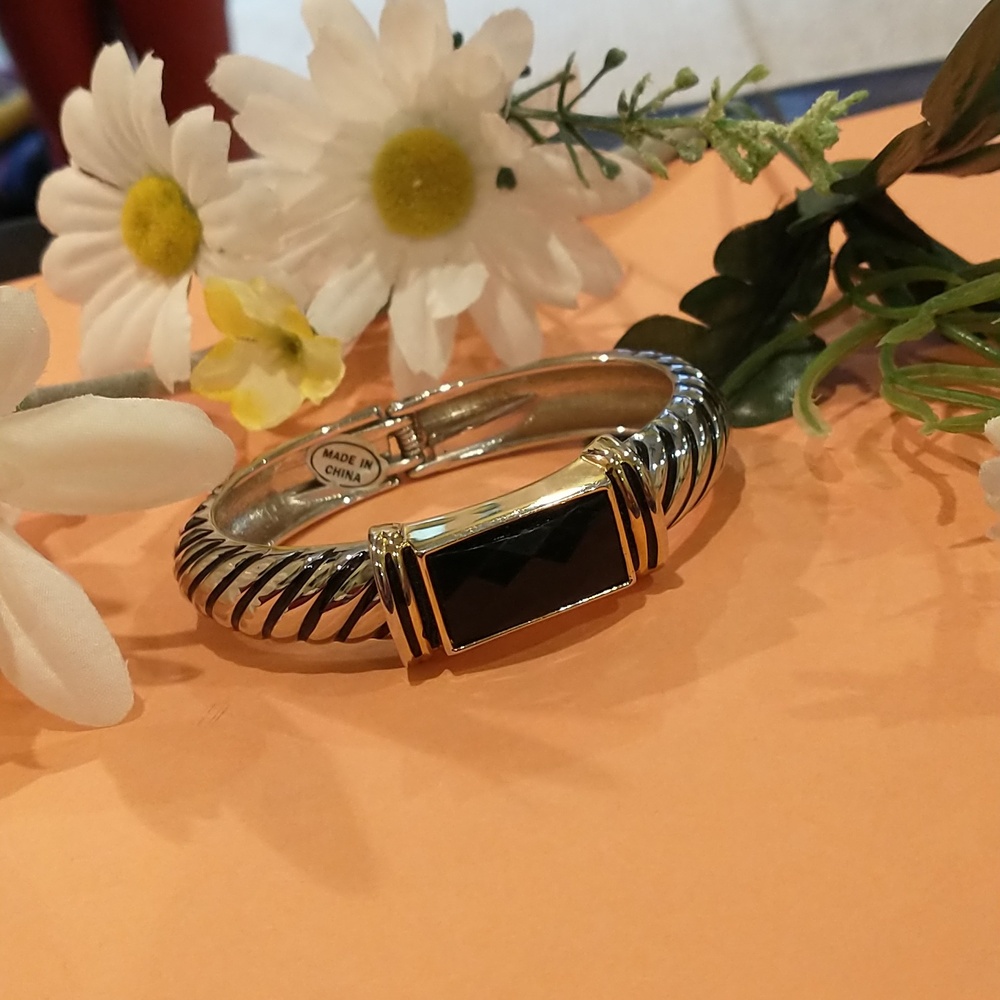 Two-Tone Silver & Gold Bracelet Hinged Bracelet